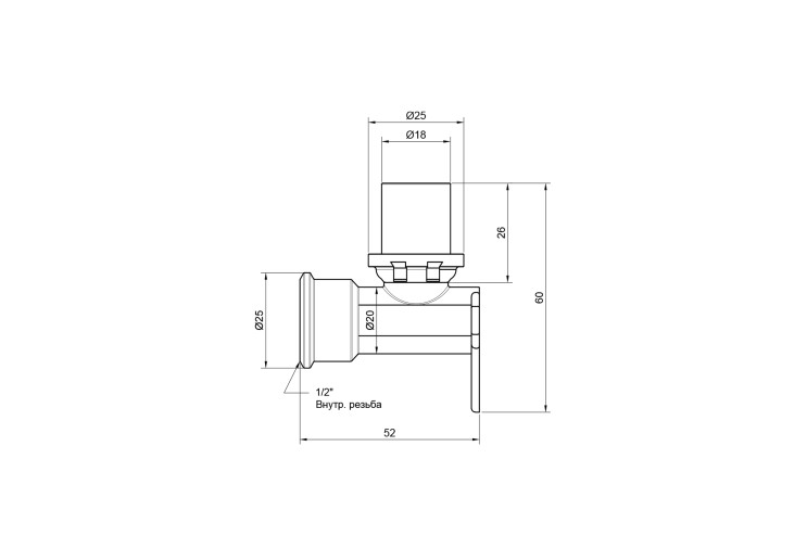 Уголок пресс Icma 20х1/2" ВР настенный №410 SD00009781 Уголок пресс Icma 20х1/2" ВР настенный №410 SD00009781