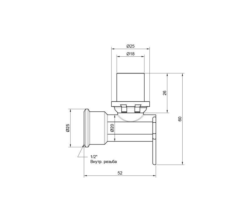 Уголок пресс Icma 20х1/2" ВР настенный №410 SD00009781 Уголок пресс Icma 20х1/2" ВР настенный №410 SD00009781