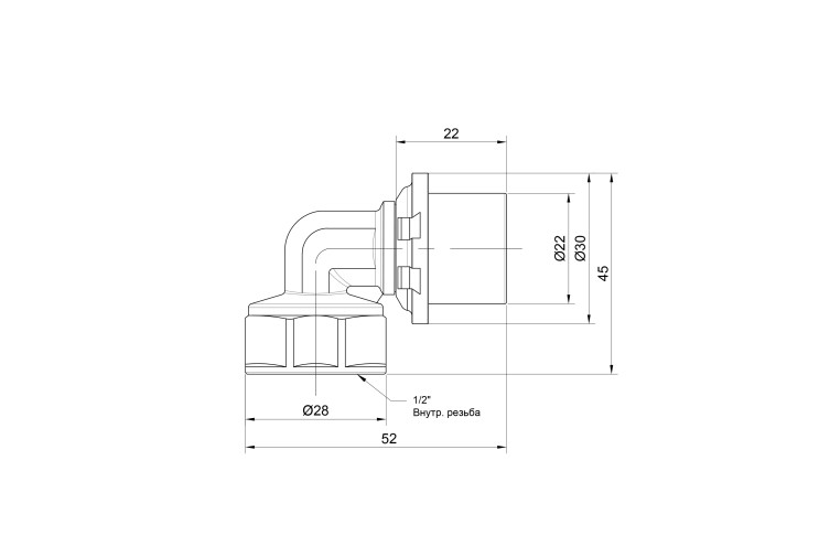 Уголок пресс Icma 20х1/2" ВР №405 SD00009802