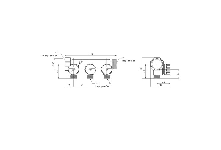 Коллектор Icma 1" 3 выхода №227 SD00005164