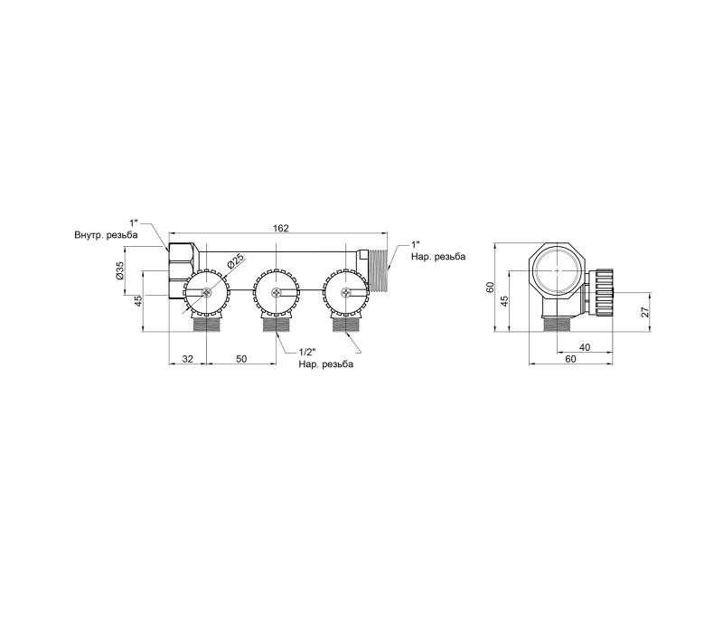 Коллектор Icma 1" 3 выхода №227 SD00005164 Коллектор Icma 1" 3 выхода №227 SD00005164