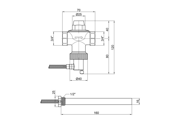 Клапан теплового сброса Icma 3/4" №605 SD00005049 Клапан теплового сброса Icma 3/4" №605 SD00005049