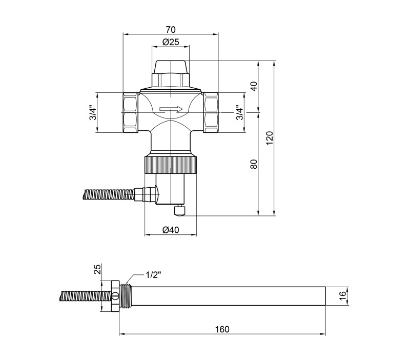 Клапан теплового сброса Icma 3/4" №605 SD00005049 Клапан теплового сброса Icma 3/4" №605 SD00005049