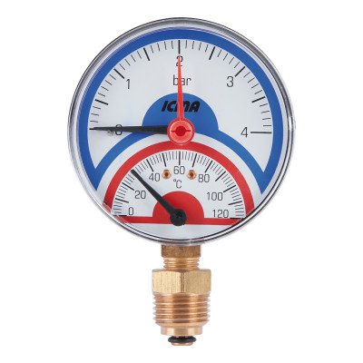 Термоманометр Icma 1/2" 0-4 бар, нижнее подключение №258 Термоманометр Icma 1/2" 0-4 бар, нижнее подключение №258
