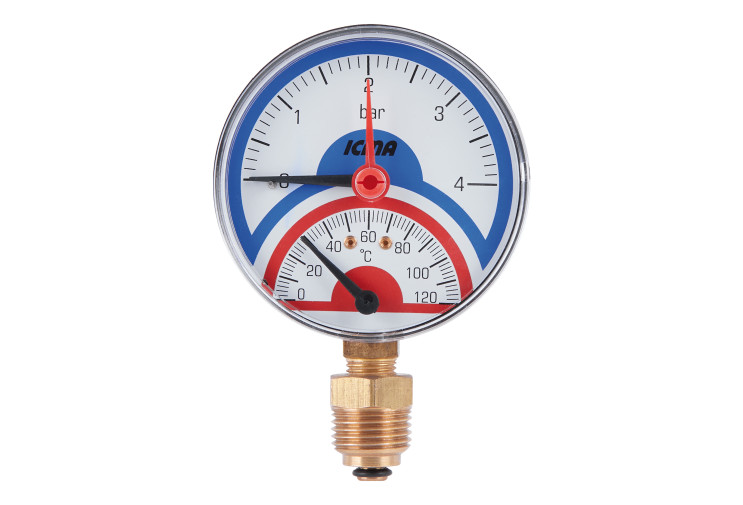 Термоманометр Icma 1/2" 0-4 бар, нижнее подключение №258 SD00008816