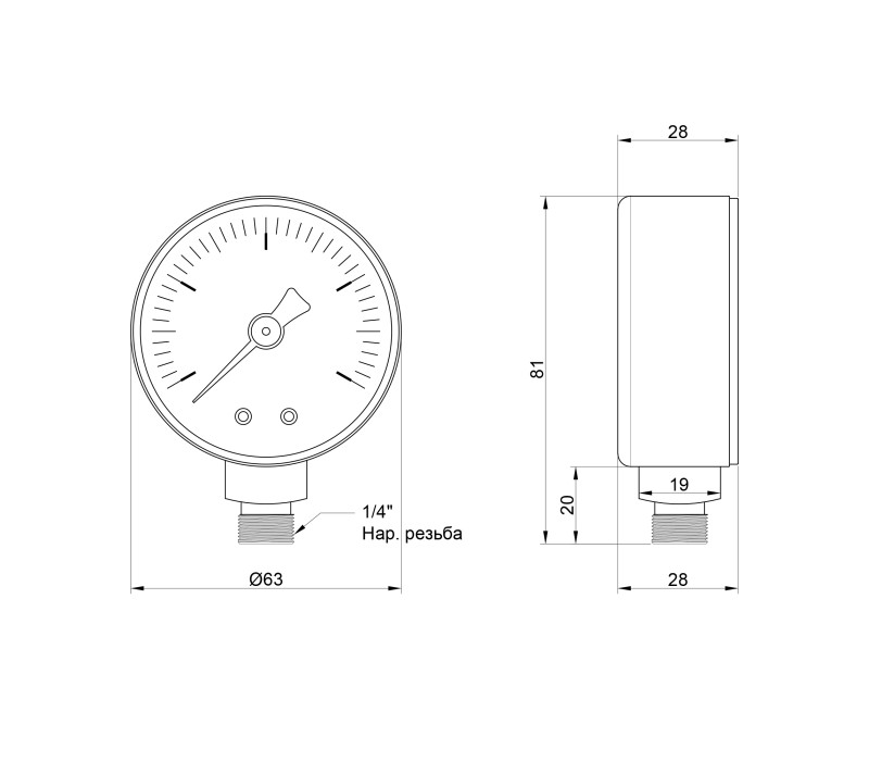 Манометр Icma 1/4" 0-4 бар, нижнє підключення №244 SD00006087 Манометр Icma 1/4" 0-4 бар, нижнє підключення №244 SD00006087