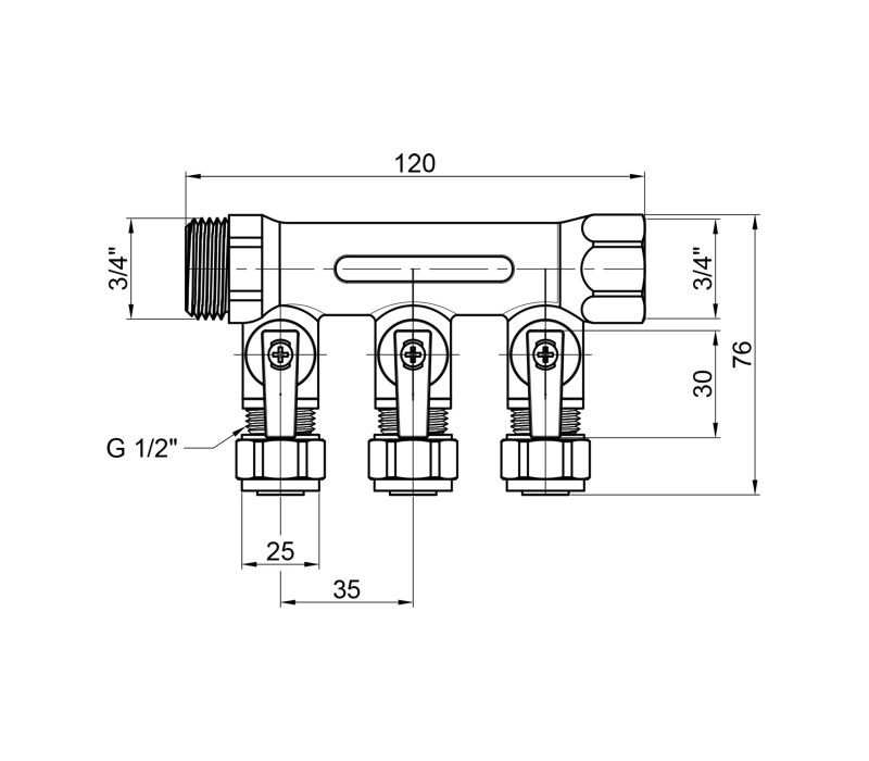 Коллектор SD Plus 3/4" 3 выхода SD231W3 SD00005183