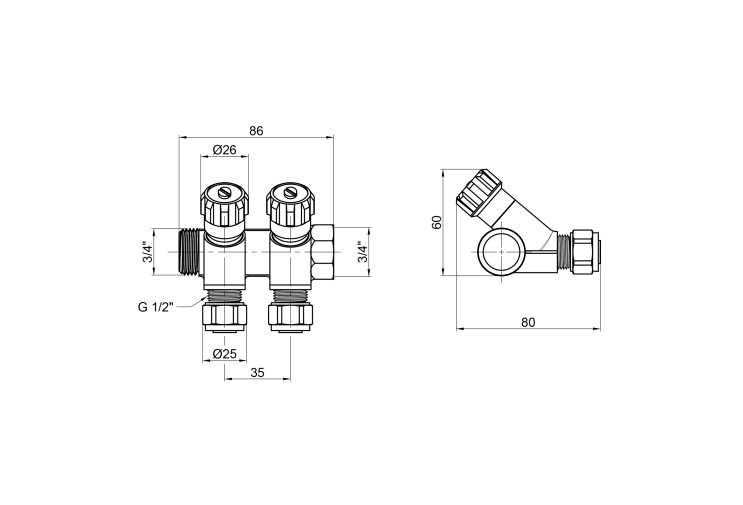 Коллектор SD Plus 3/4" 2 выхода SD230W2 SD00005177 Коллектор SD Plus 3/4" 2 выхода SD230W2 SD00005177