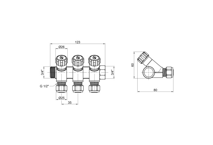 Коллектор SD Plus 3/4" 3 выхода SD230W3 SD00005182 Коллектор SD Plus 3/4" 3 выхода SD230W3 SD00005182