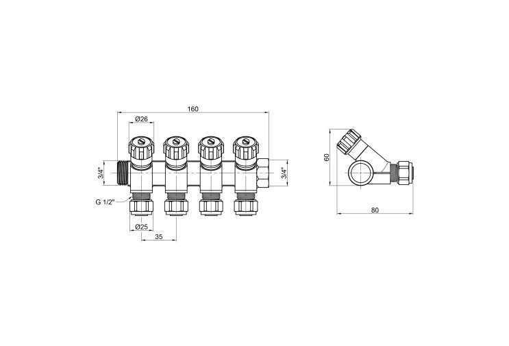 Коллектор SD Plus 3/4" 4 выхода SD230W4 SD00005186 Коллектор SD Plus 3/4" 4 выхода SD230W4 SD00005186