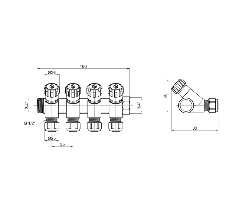 Коллектор SD Plus 3/4" 4 выхода SD230W4 SD00005186 Коллектор SD Plus 3/4" 4 выхода SD230W4 SD00005186