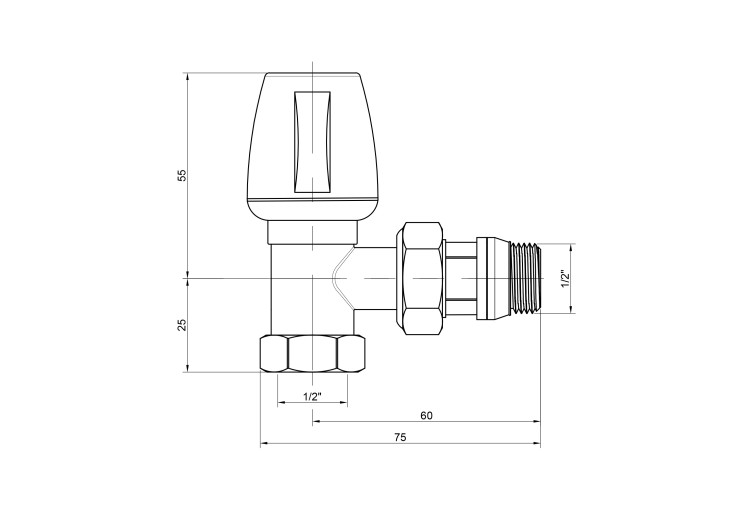 Кран радиаторный Icma 1/2" с антипротечкой угловой №1116 SD00005594