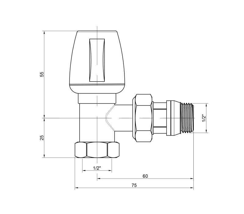 Кран радіаторний Icma 1/2" з антипротіканням кутовий №1116 SD00005594