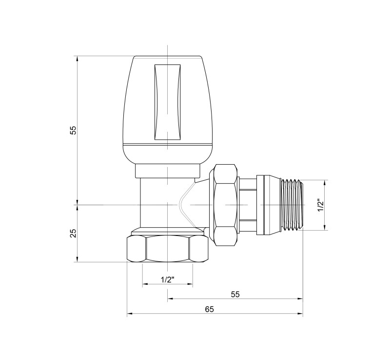 Кран радіаторний Icma 1/2" з антипротіканням кутовий з ручкою №802+940 SD00005549