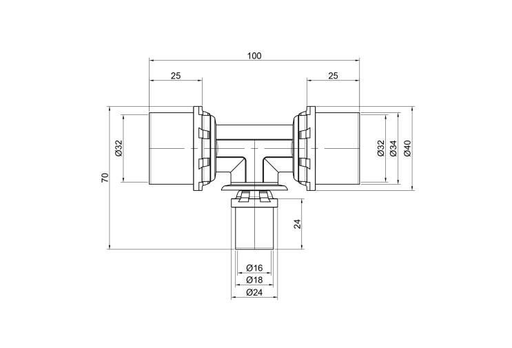 Тройник пресс Icma 32х16х32 №406 SD00009147 Тройник пресс Icma 32х16х32 №406 SD00009147