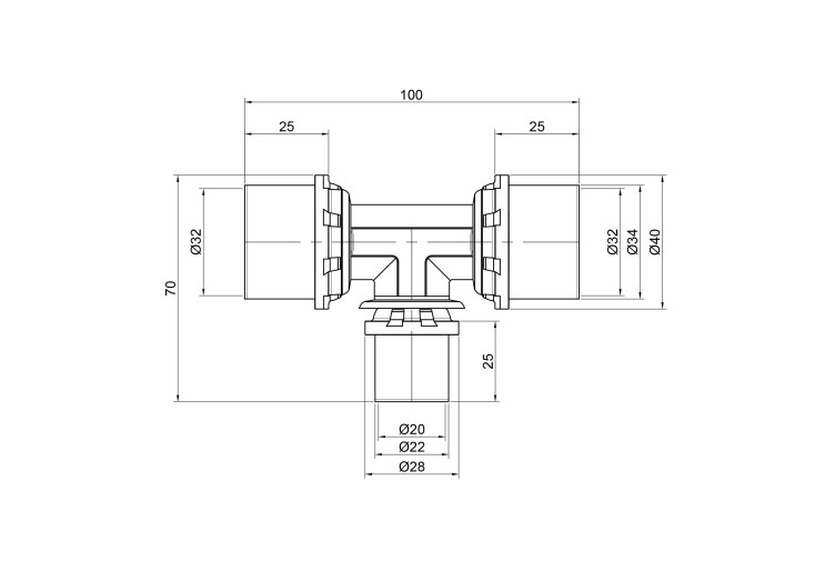 Тройник пресс Icma 32х20х32 №406 SD00009148