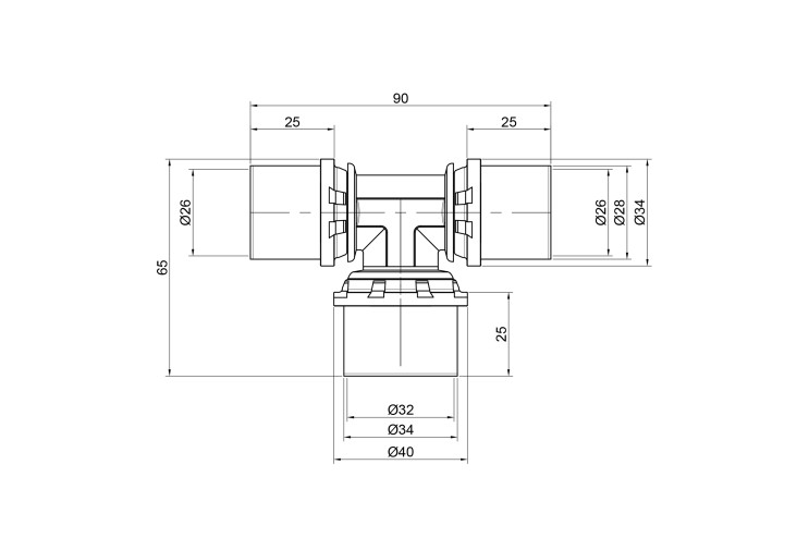 Тройник пресс Icma 26х32х26 №406 SD00009086
