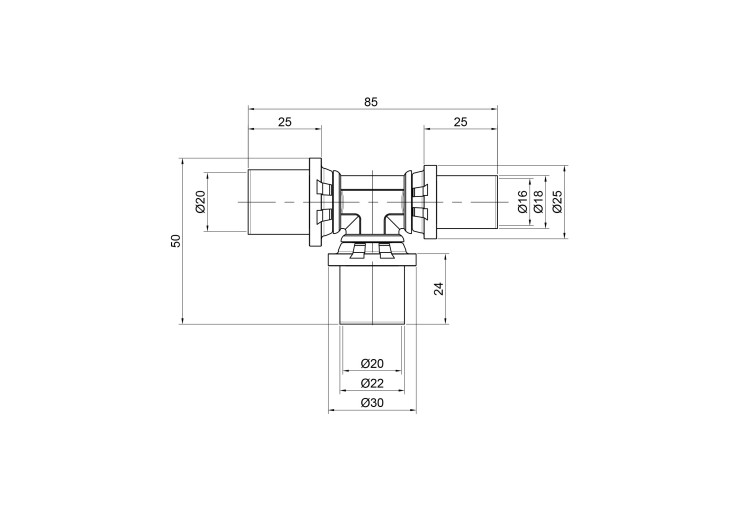 Трійник прес Icma 20х20х16 №406 SD00009051 Трійник прес Icma 20х20х16 №406 SD00009051