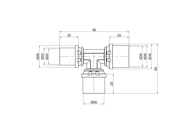 Тройник пресс Icma 26х26х20 №406 SD00009083