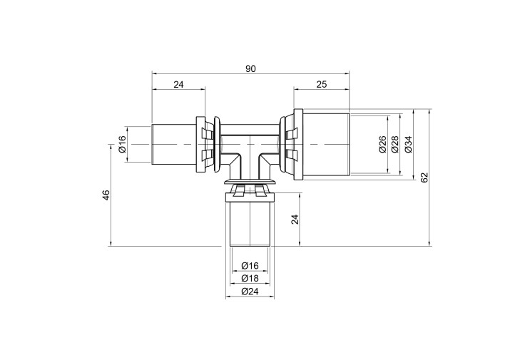 Тройник пресс Icma 16х16х26 №406 SD00009025 Тройник пресс Icma 16х16х26 №406 SD00009025