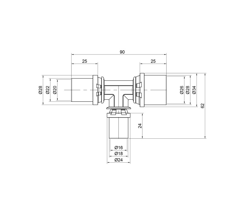 Трійник прес Icma 20х16х26 №406 SD00009050 Трійник прес Icma 20х16х26 №406 SD00009050