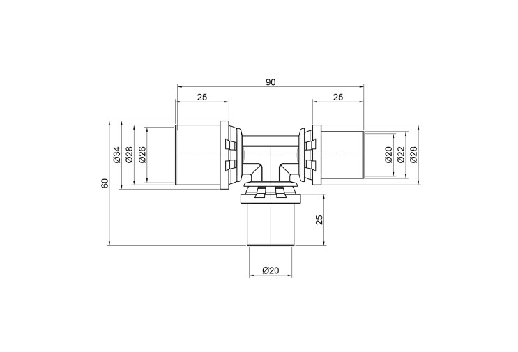 Тройник пресс Icma 20х20х26 №406 SD00009053