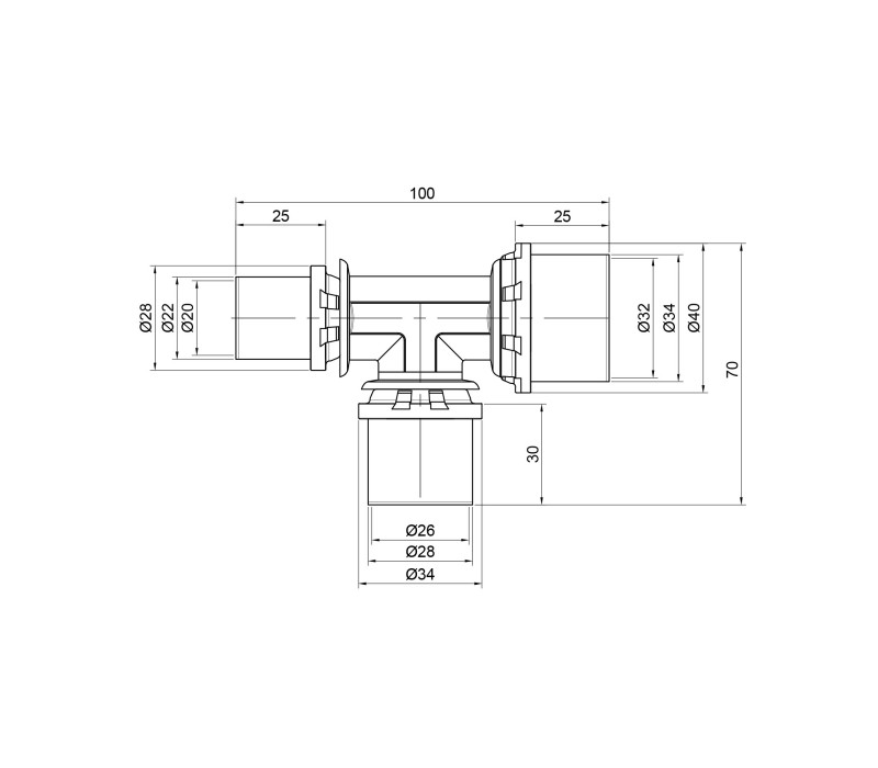 Тройник пресс Icma 20х26х32 №406 SD00009056 Тройник пресс Icma 20х26х32 №406 SD00009056
