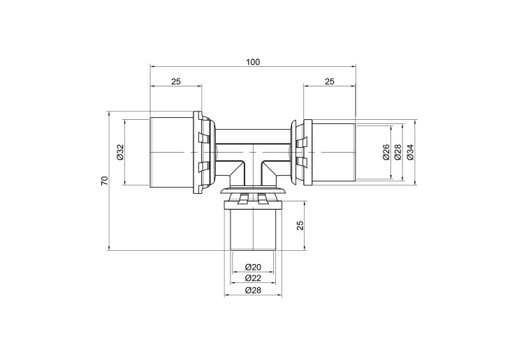 Тройник пресс Icma 26х20х32 №406 SD00009081 Тройник пресс Icma 26х20х32 №406 SD00009081
