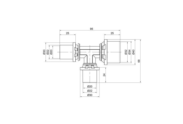 Тройник пресс Icma 20х20х32 №406 SD00009054 Тройник пресс Icma 20х20х32 №406 SD00009054