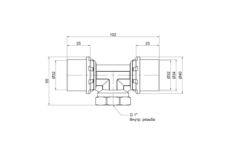 Тройник пресс Icma 32х1"х32 ВР №408 SD00009362 Тройник пресс Icma 32х1"х32 ВР №408 SD00009362