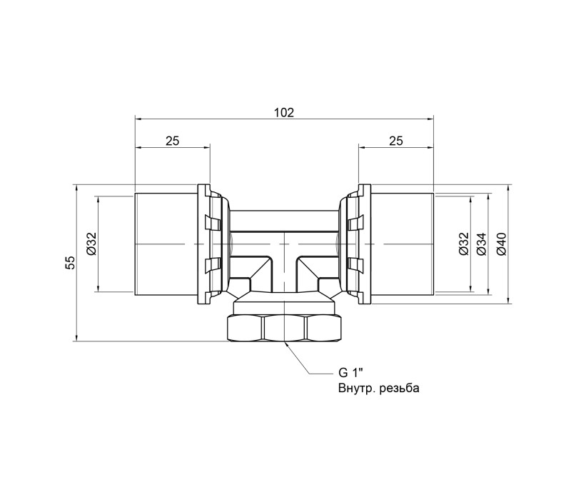 Тройник пресс Icma 32х1"х32 ВР №408 SD00009362 Тройник пресс Icma 32х1"х32 ВР №408 SD00009362