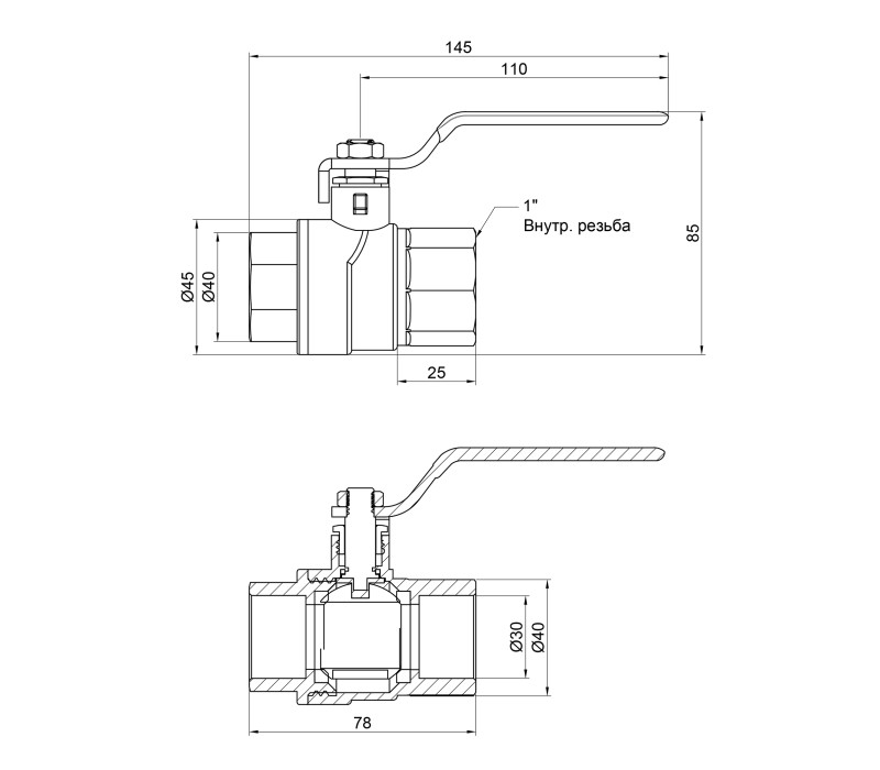 Кран кульовий SD Forte 1" ВР для води (ручка) SF600W25 SD00010563