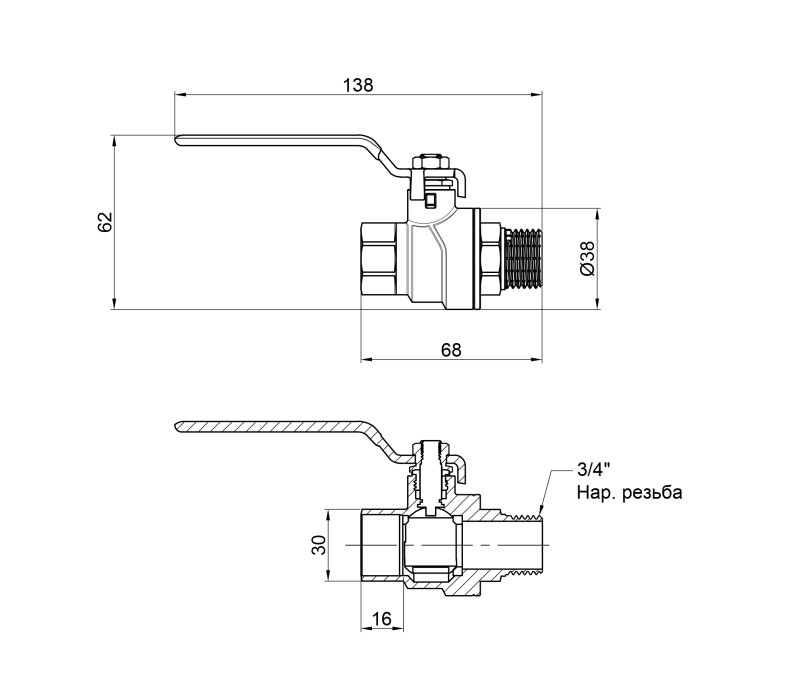 Кран шаровой SD Forte 3/4" ВН для воды (ручка) SF605W20 SD00010573 Кран шаровой SD Forte 3/4" ВН для воды (ручка) SF605W20 SD00010573