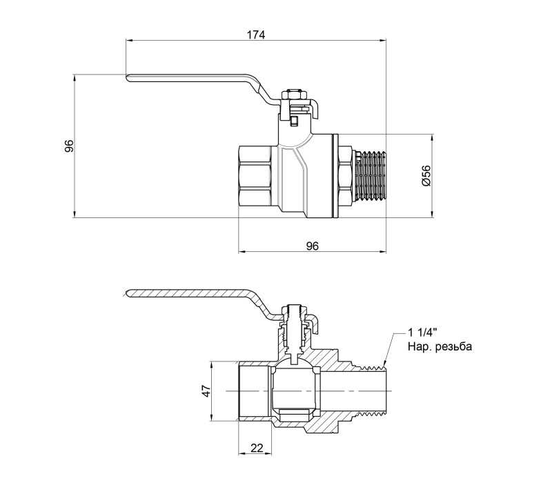 Кран кульовий SD Forte 1" 1/4 ВЗ для води (ручка) SF605W32 SD00010557