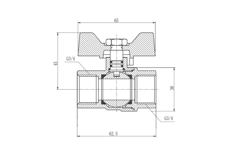 Кран кульовий SD Forte 3/4" ВР для газа (метелик) SF602G20 SD00010568 Кран кульовий SD Forte 3/4" ВР для газа (метелик) SF602G20 SD00010568