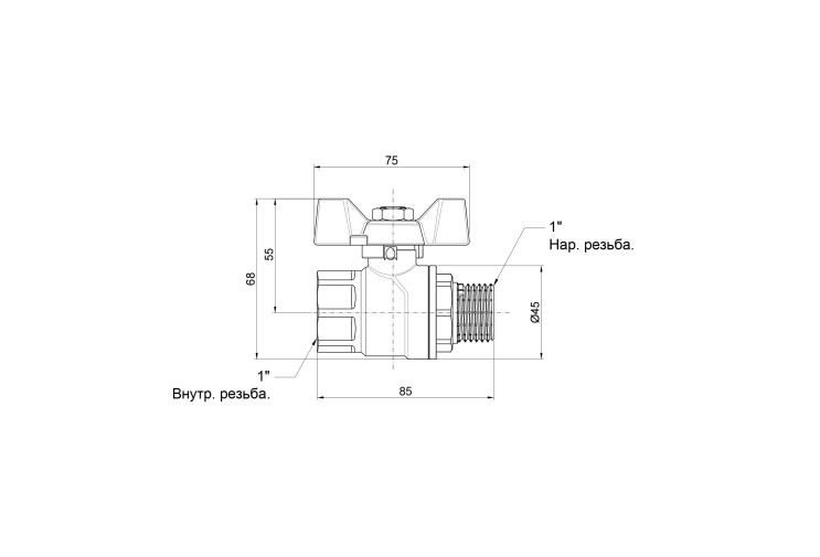 Кран кульовий SD Forte 1" ВЗ для води (метелик) SF607W25 SD00010561