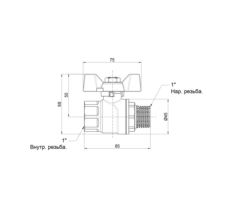 Кран кульовий SD Forte 1" ВЗ для води (метелик) SF607W25 SD00010561