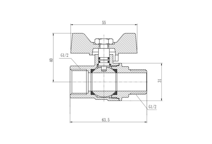Кран кульовий SD Forte 1/2" ВЗ для газа (метелик) SF607G15 SD00010578 Кран кульовий SD Forte 1/2" ВЗ для газа (метелик) SF607G15 SD00010578
