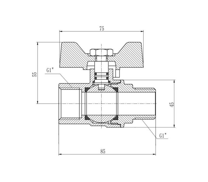 Кран кульовий SD Forte 1" ВЗ для газа (метелик) SF607G25 SD00010562