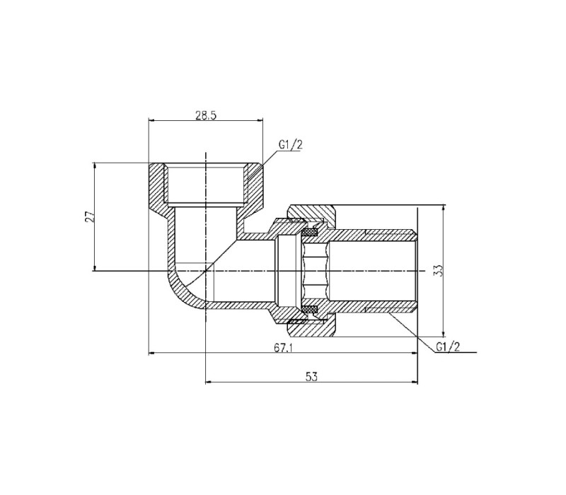 Згін "Американка" SD Forte 1/2" кутовий SF191W15 SD00008309 Згін "Американка" SD Forte 1/2" кутовий SF191W15 SD00008309