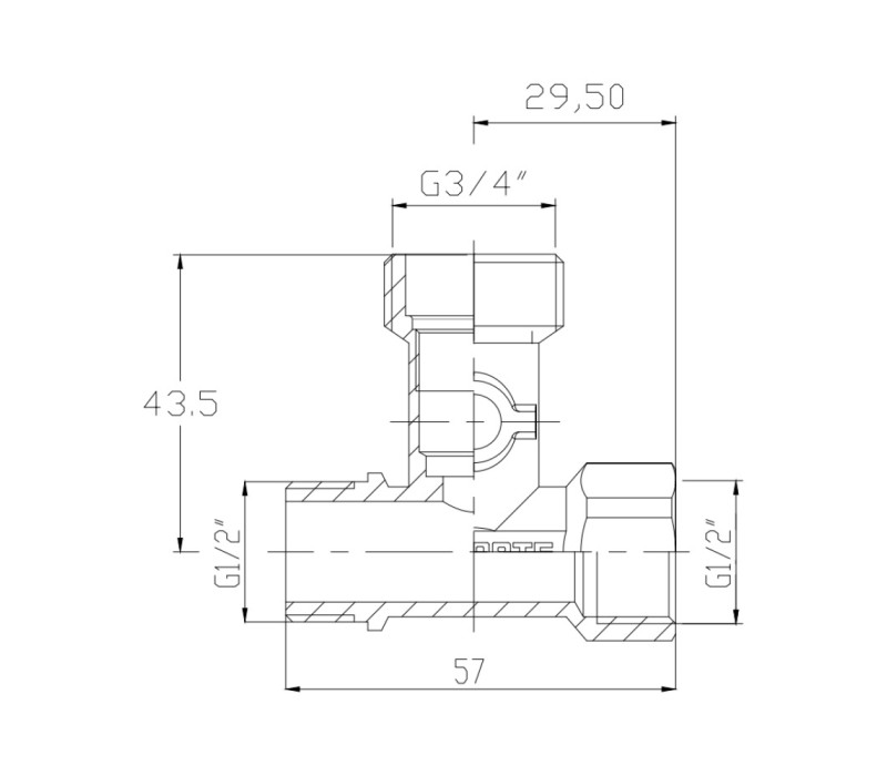 Кран приладовий кульовий SD Forte 1/2"х3/4"х1/2" SF186W152015 SD00009371