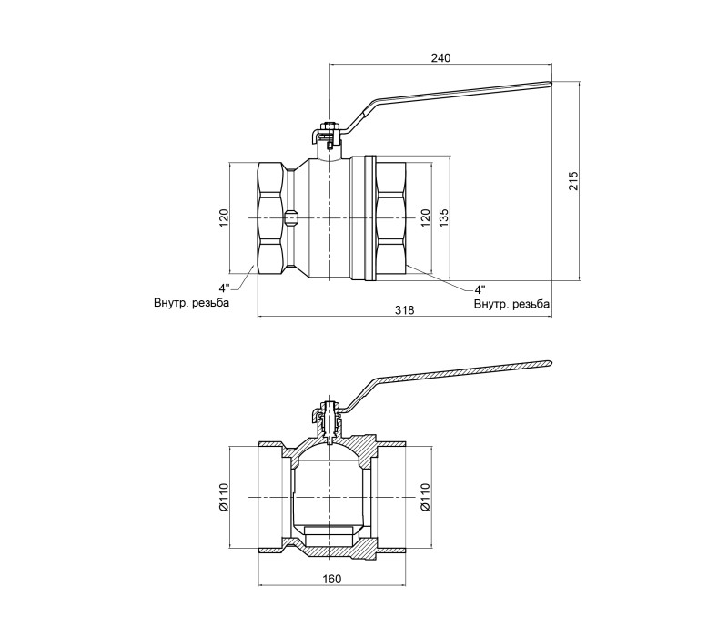 Кран кульовий SD Plus 4" ВР для води (важіль) SD600W100 SD00002839 Кран кульовий SD Plus 4" ВР для води (важіль) SD600W100 SD00002839