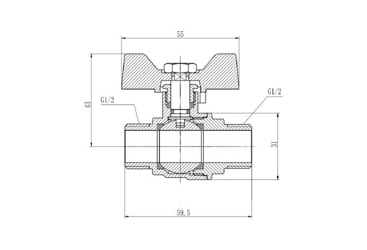 Кран кульовий SD Forte 1/2" ЗР для води (метелик) SF606W15 SD00010579