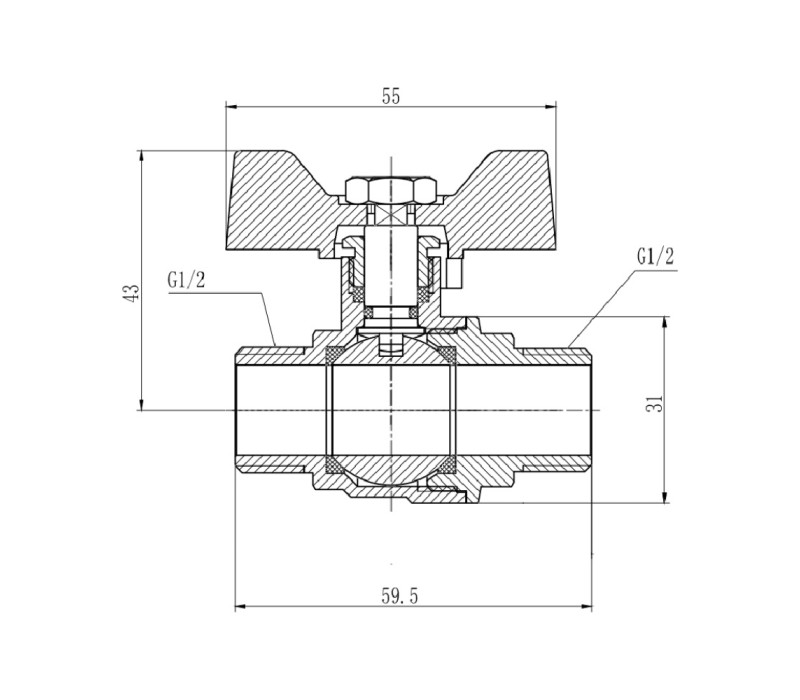 Кран кульовий SD Forte 1/2" ЗР для води (метелик) SF606W15 SD00010579