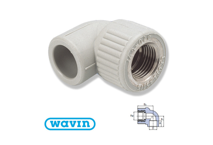Колено Wavin 90° 20x3/4"В SKOI02025X