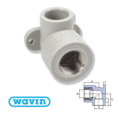 Колено с креплением Wavin 20x1/2"В