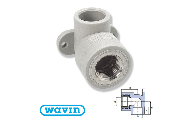 Колено с креплением Wavin 20x1/2"В SNK020XXXX