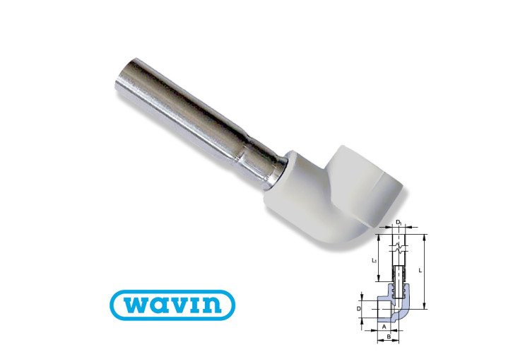Подключение к радиатору колено Wavin 20/90° L=300мм SKORP02090270