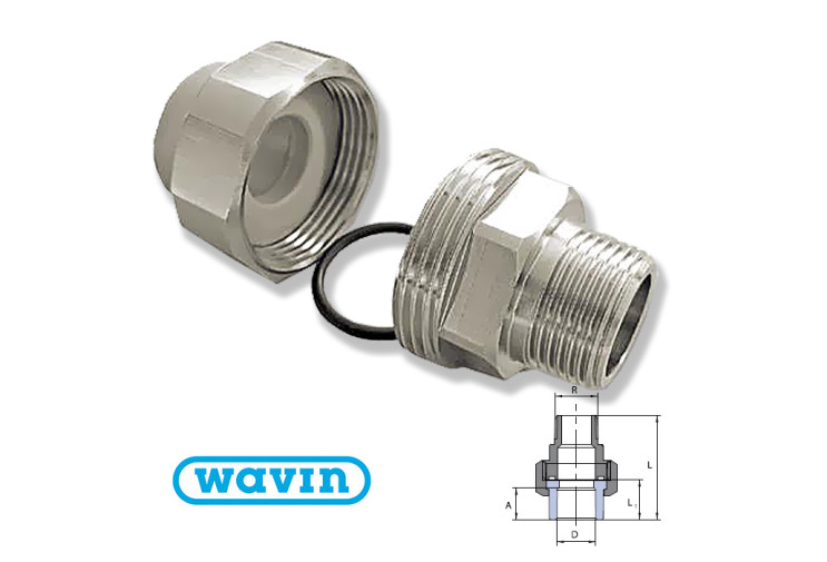 Переход с разборным внешним соединением Wavin 20x1/2" SSHE02020X