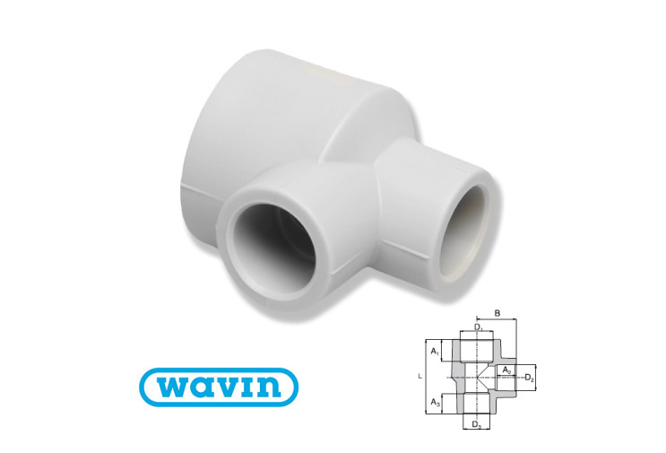 Тройник редукционный двухсторонний Wavin 25x20x20 STKR0252020RCT